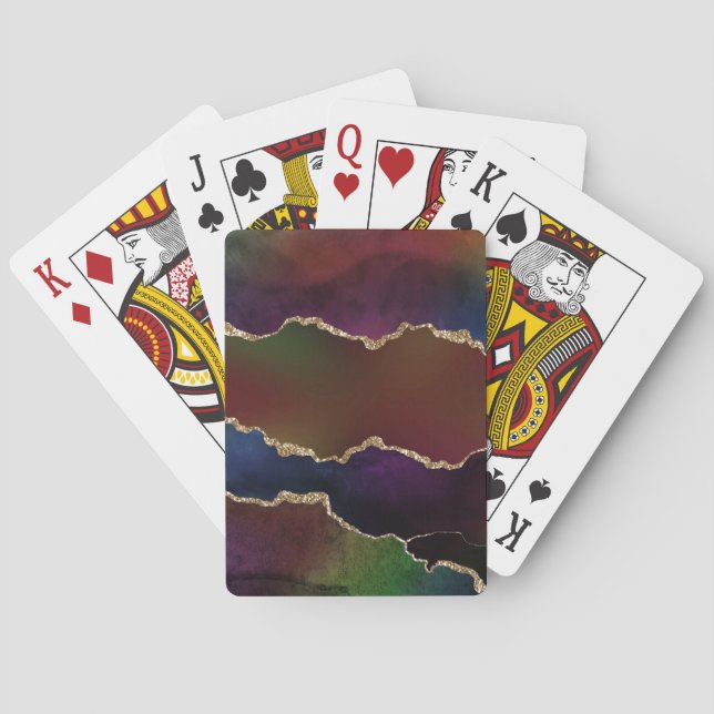 Intense Dark Agate | Moody Rainbow Jewel Tone Playing Cards (Back)