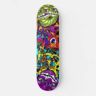Intense Day Glo Art Psycho Crazy Insane Graphics Skateboard