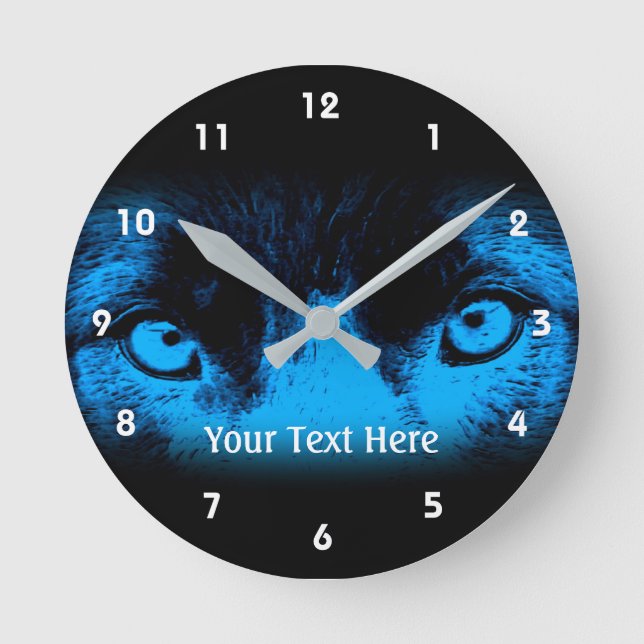 Intense Dog Eyes Animal Art Personalized Round Clock (Front)