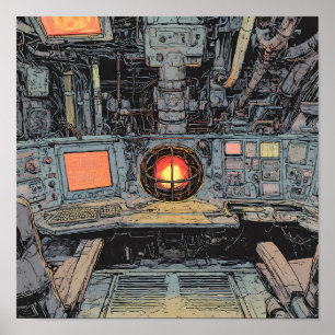 Intense Dystopian Art: Burning Core Sci-Fi  Poster