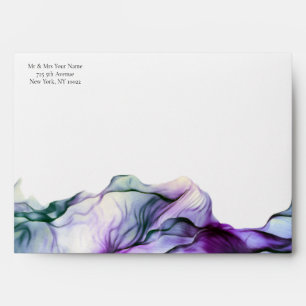 Intense Indigo Teal Flowing Ink Waves Envelope