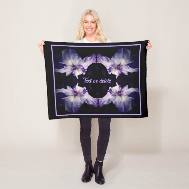 Intense Japanese Iris Flower Abstract Personalized Fleece Blanket (In Situ)