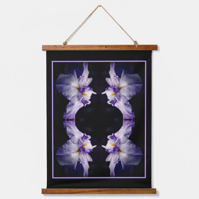 Intense Japanese Iris Flower Close Up Abstract Hanging Tapestry (Front)