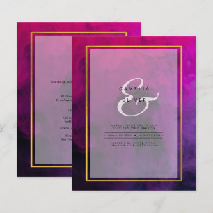Intense Magenta Plum Purple INK Wedding INVITE