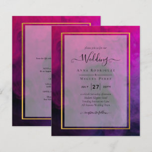 Intense Magenta Plum Purple INK Wedding INVITE