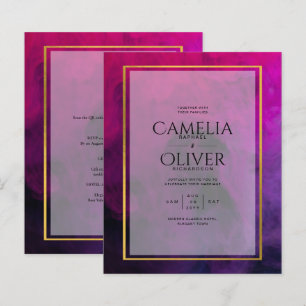Intense Magenta Plum Purple INK Wedding INVITE
