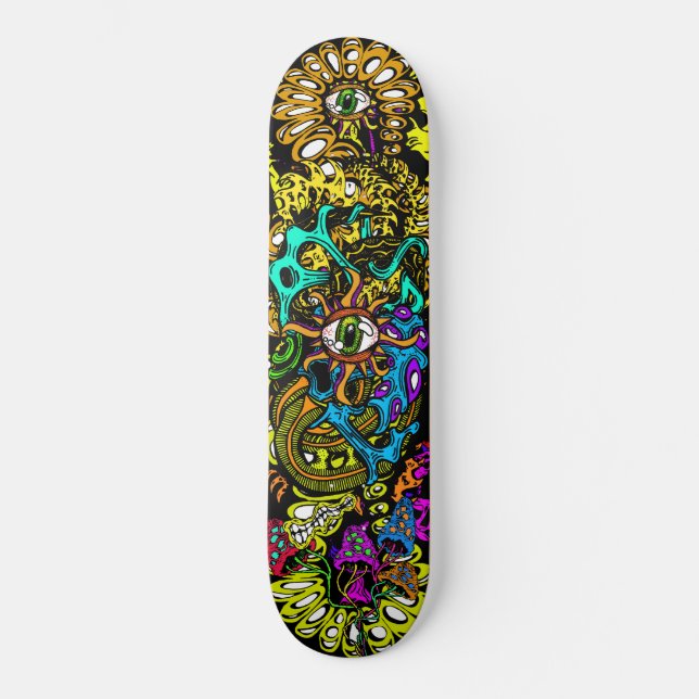 Intense Mushroom Eyeball Hallucination Graphics Skateboard (Front)