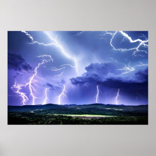 Intense Nature Lightning Storm Poster