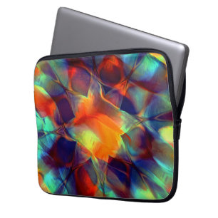 Intense orange flower in digital polished texture  laptop sleeve
