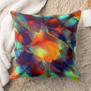 Intense orange flower in digital polished texture throw pillow