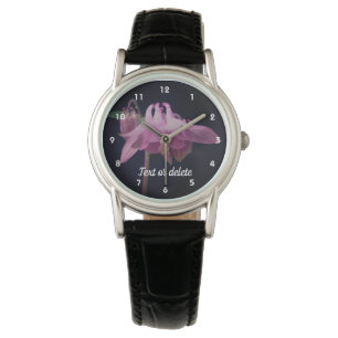 Intense Pink Columbine Flower Personalized Watch
