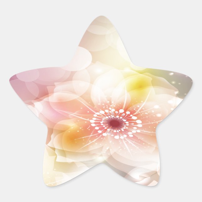Intense Pink Flowers Star Sticker (Front)