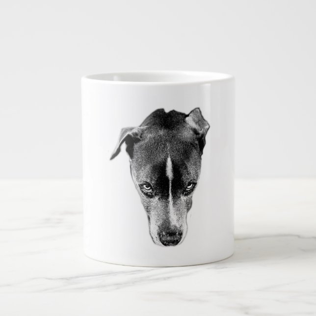 Intense Pitbull Mix Monochrome Portrait Mug (Front)