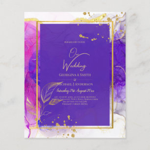 Intense Purple Pink Gold Wedding Alcohol Ink Flyer