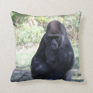 Intense stare gorilla throw pillow