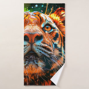 Intense Tiger Face Closeup Bath Towel