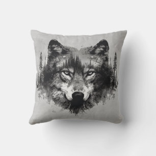 Intense Wolf Wolves Animal Nature Wildlife Throw Pillow