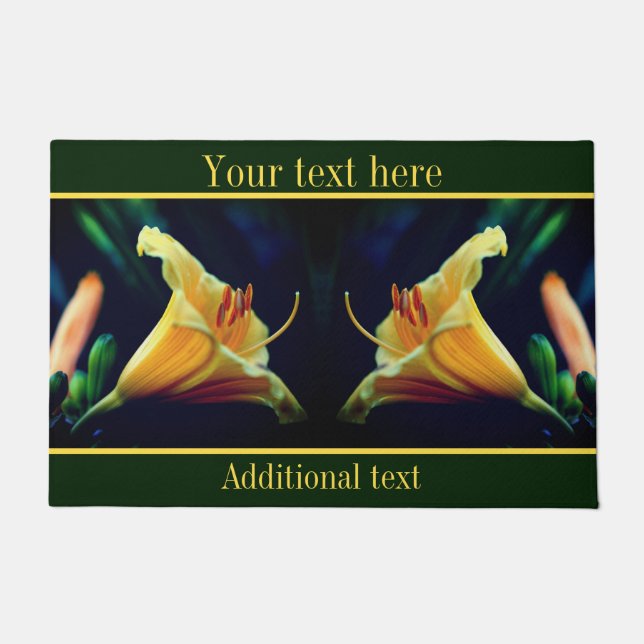 Intense Yellow Lily Flower Personalized Doormat (Front)