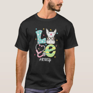 Intensive Care Nurse Cheetah Print Bunny ICU Nursi T-Shirt