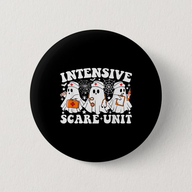 Intensive Care Scare Unit Halloween Ghost Nurse Ic 2 Inch Round Button (Front)