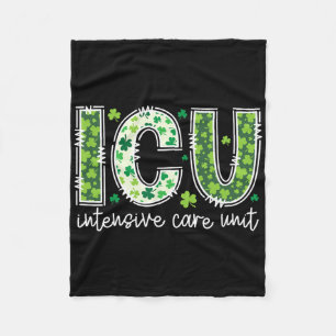 Intensive Care Unit Icu Nurse St Patricks Day Icu Fleece Blanket