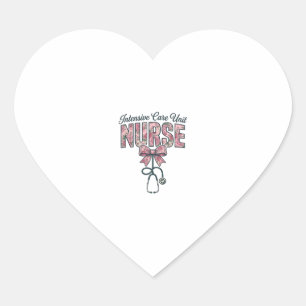 Intensive Care Unit Nurse Floral Bow Shirt Design_ Heart Sticker