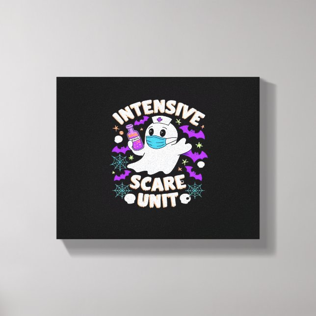Intensive Scare Unit Nurse Halloween ICU Nurse Ess Canvas Print (Front)