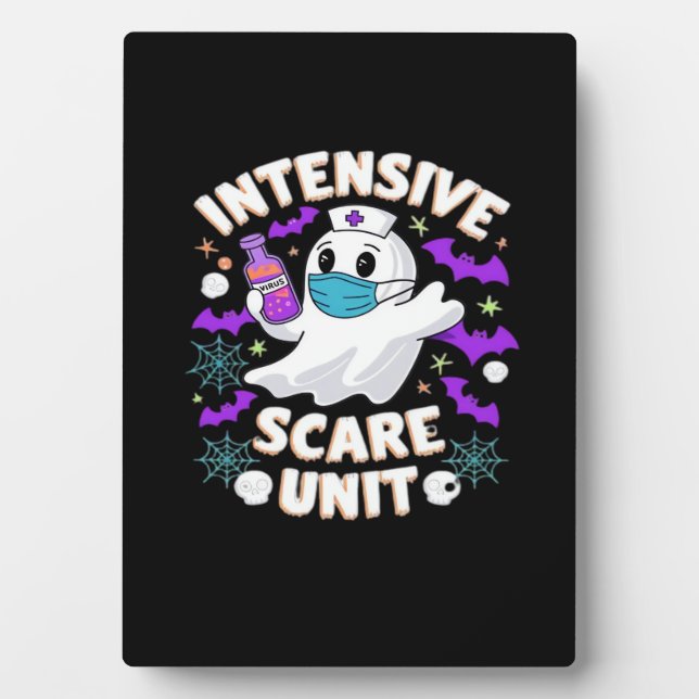 Intensive Scare Unit Nurse Halloween ICU Nurse Ess Plaque (Front)