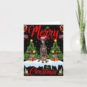 Inter Dog Lights Xmas Tree Santa Inter Dog Chr  Card
