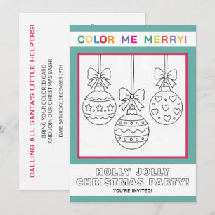 Interactive Kids Christmas Colouring Page Party Invitation