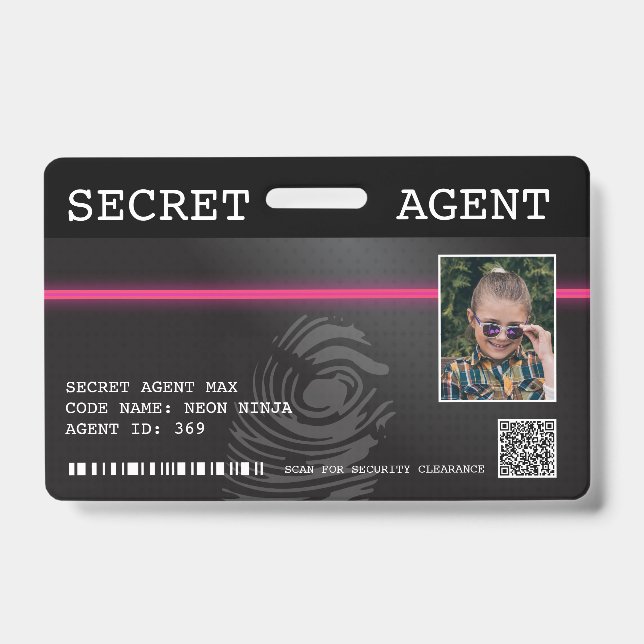 Interactive Secret Agent Spy Badge - Black/Pink (Front)