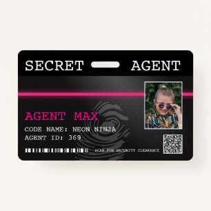 Interactive Secret Agent Spy Badge - Black/Pink