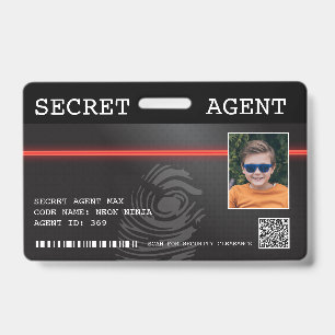 Interactive Secret Agent Spy Badge - Black/Red