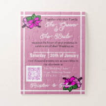 Interactive Wedding Pink Puzzle Invitation