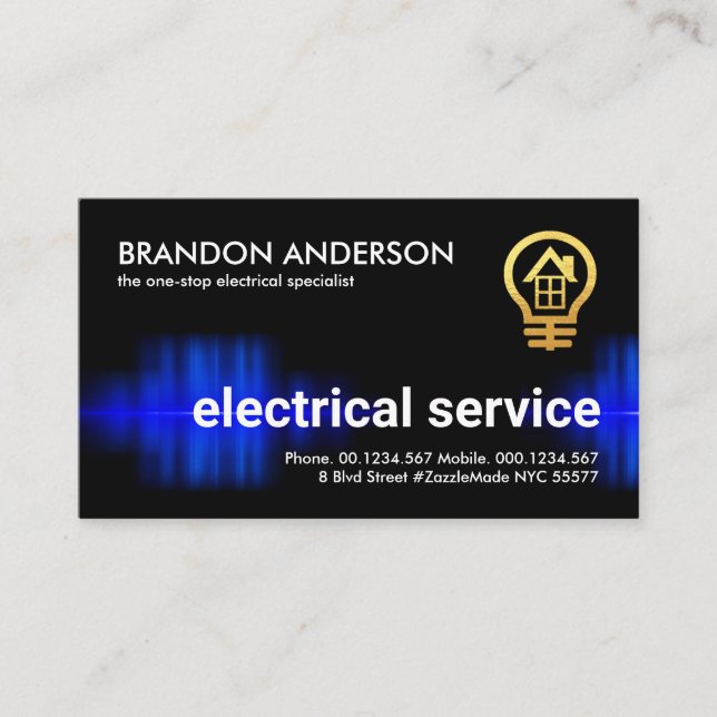 Intercepting Blue Electrical Current Business Card (Front)