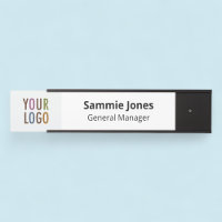 Interchangeable Door Name Plate with Logo Black