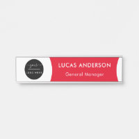 Interchangeable Office Door Name Plate with Logo