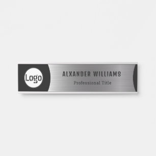 Interchangeable Office Door Name Plate with Logo
