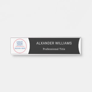 Interchangeable Office Door Name Plate with Logo