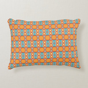 Interconnected Geometric Pattern with Vibrant Colo Accent Pillow