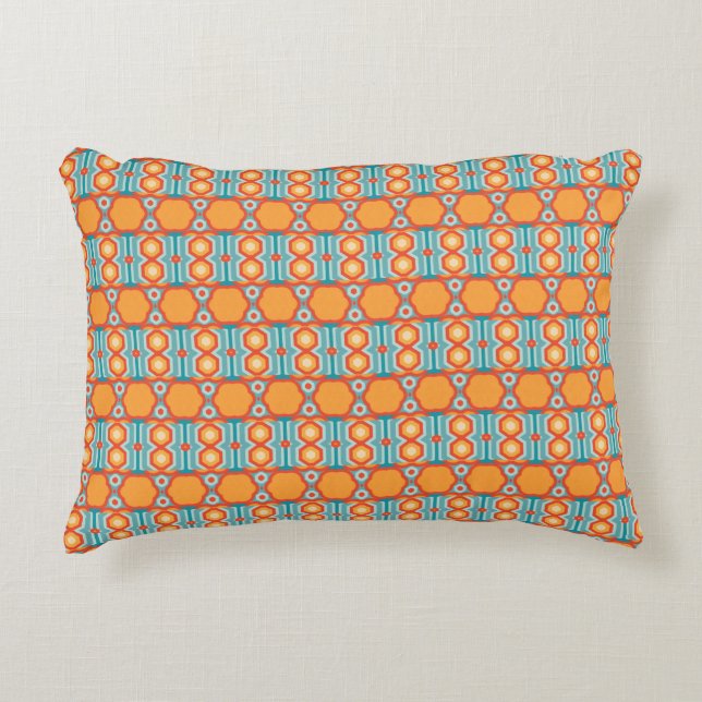 Interconnected Geometric Pattern with Vibrant Colo Accent Pillow (Front)