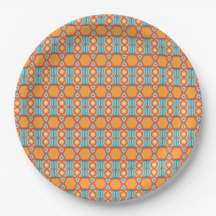 Interconnected Geometric Pattern with Vibrant Colo Paper Plate