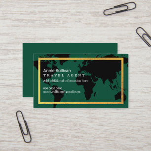Intercontinental Travel Agent World Map Green Business Card