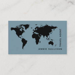 Intercontinental Travel Agent worldmap blue Business Card