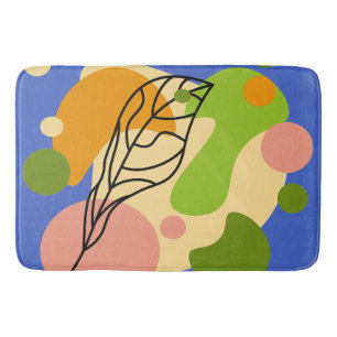 Interesting abstract spots with leaves bath mat