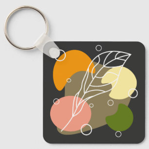 Interesting abstract spots with leaves keychain