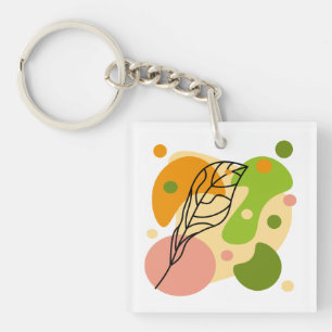Interesting abstract spots with leaves keychain