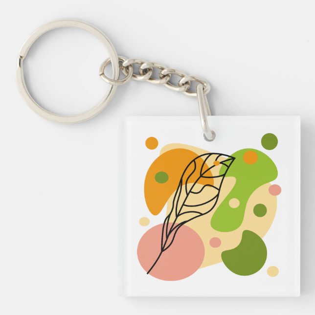 Interesting abstract spots with leaves keychain (Front)