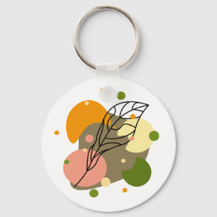 Interesting abstract spots with leaves keychain