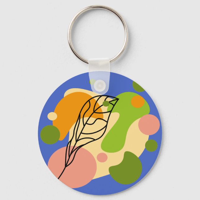 Interesting abstract spots with leaves keychain (Front)